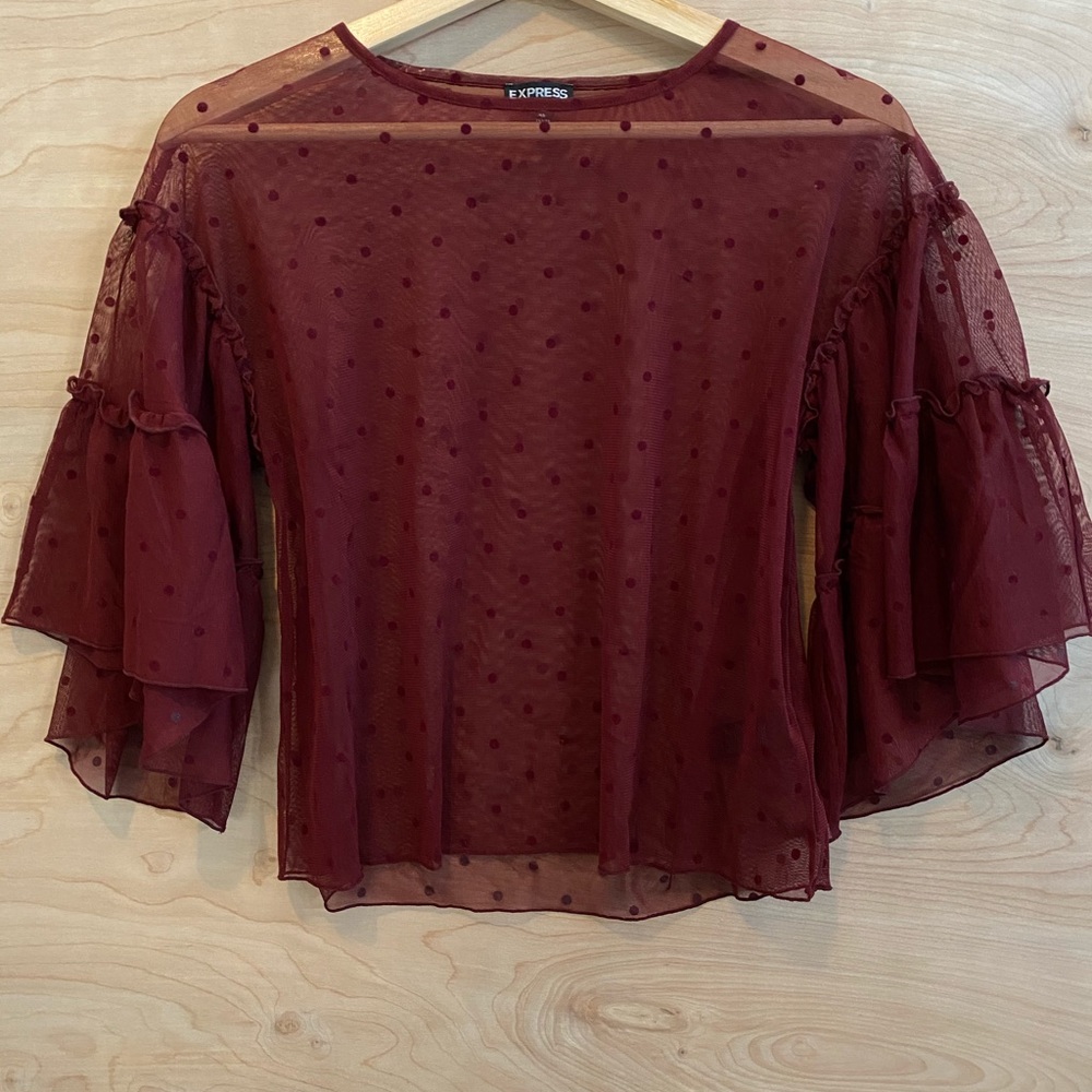 Express Sheer Chiffon Dotted Blouse